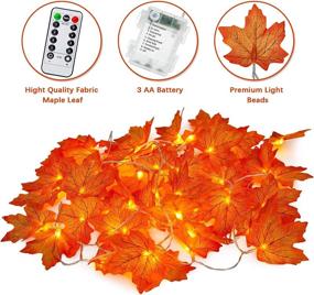 img 2 attached to 16.4Ft Maple Leaf String Lights, YIHONG 8 Modes Thanksgiving Fall Decorations, Waterproof Battery Operated Lighted Fall Decor for Home and Porch, Halloween Fall Outdoor Garland