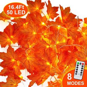 img 3 attached to 16.4Ft Maple Leaf String Lights, YIHONG 8 Modes Thanksgiving Fall Decorations, Waterproof Battery Operated Lighted Fall Decor for Home and Porch, Halloween Fall Outdoor Garland