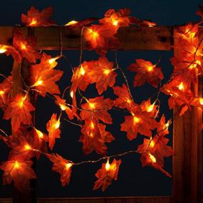 img 1 attached to 16.4Ft Maple Leaf String Lights, YIHONG 8 Modes Thanksgiving Fall Decorations, Waterproof Battery Operated Lighted Fall Decor for Home and Porch, Halloween Fall Outdoor Garland