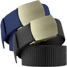 img 1 attached to JINIU Military Buckle BLACK KHAKI 👖 Breathable Belt for Men's Accessories - 123CM BM