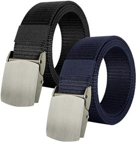 img 4 attached to JINIU Military Buckle BLACK KHAKI 👖 Breathable Belt for Men's Accessories - 123CM BM