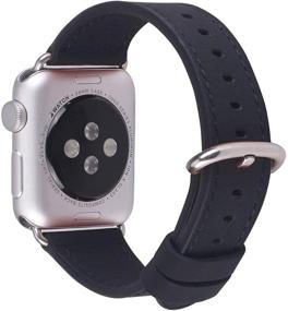 img 4 attached to Кожаный ремешок JSGJMY для Apple Watch 38мм 40мм 42мм 44мм - Совместим с iWatch SE Series 6 5 4 3 2 1 - Ремешок для женщин и мужчин