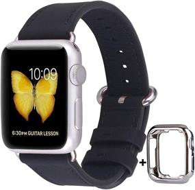 img 3 attached to Кожаный ремешок JSGJMY для Apple Watch 38мм 40мм 42мм 44мм - Совместим с iWatch SE Series 6 5 4 3 2 1 - Ремешок для женщин и мужчин