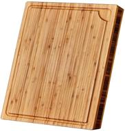 🔪 organic wood butcher block cutting board – large bamboo chopping board with juice groove for kitchen - 18 x 14 x 1.3" - slanted sides for easy grip - ideal for meat and vegetable preparation logo