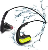 🏊 wireless swimming headphones with mp3 player, ipx8 waterproof earbuds, 8gb built-in memory &amp; noise cancelling mic, sports music player headset for running, cycling, gym, diving water activities, green logo