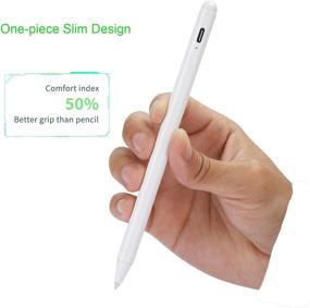 img 1 attached to 🖊️ Белый стилус-карандаш с отклонением ладони и перезарядкой Type-C, тонкий кончик 1,0 мм 2-й карандаш для iPad 6-го поколения 9,7 дюйма, совместим с ручками-стилусами Apple A1893/A1954