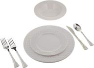 🍽️ complete 28-piece dinnerware set for 4 - includes plates, bowls, and cutlery! logo
