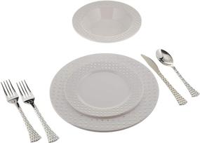 img 2 attached to 🍽️ Complete 28-Piece Dinnerware Set for 4 - Includes Plates, Bowls, and Cutlery!