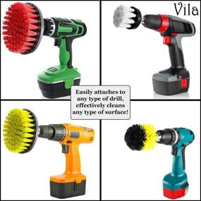 img 2 attached to 🧹 Drill Brush Set of 4 - Soft, Medium, and Stiff Power Scrubbing Brush Attachments, Ideal for Tackling Tough Cleaning Tasks - Perfect Drill Powered Cleaning Tools for Bathrooms, Kitchens, Cars, and More