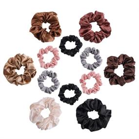 img 4 attached to TTKLYN Hair Ties, Set of 12 Elegant Satin Solid Elastic Hair Bands – Ponytail Holders for Women and Girls, Scrunchies – Hair Rubber Bands Headband – Fashionable Accessory for Ladies’ Hair