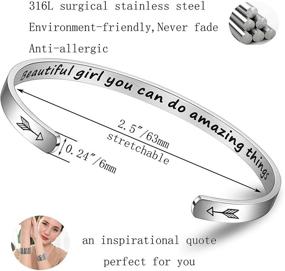 img 3 attached to 🌟 BFJLIFE Inspirational Cuff Bracelets: Motivational Engraved Mantra Quotes on Stainless Steel Jewelry for Women and Girls