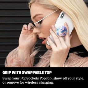 img 1 attached to 📱 PopSockets PopGrip: Многофункциональная ручка для телефона и подставка с складным дизайном, сменяемым верхом и мерцающими чешуйками.