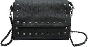 img 4 attached to 👜 Studded Skull Crossbody Shoulder Bag – Ro Rox Women's Punk Gothic Studs PU Handbag: A Daring Statement Piece