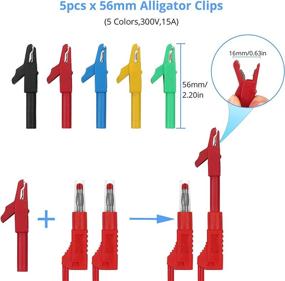 img 2 attached to 🍌 CAMWAY Banana Plug Silicone Test Leads Kit – Enhanced Safety, Stackable Design, Fully Insulated – Featuring Alligator Clips, U-Type Spade Plug, Back Probe Pins – Gold-Plated Test Probe for Multimeter