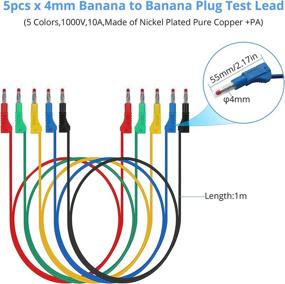 img 3 attached to 🍌 CAMWAY Banana Plug Silicone Test Leads Kit – Enhanced Safety, Stackable Design, Fully Insulated – Featuring Alligator Clips, U-Type Spade Plug, Back Probe Pins – Gold-Plated Test Probe for Multimeter