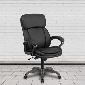 img 4 attached to 🪑 Enhance Your Work Station with Flash Furniture High Back Black LeatherSoft Executive Swivel Ergonomic Office Chair, Offering Lumbar Support Knob and Armrests