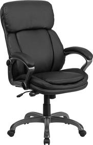 img 3 attached to 🪑 Enhance Your Work Station with Flash Furniture High Back Black LeatherSoft Executive Swivel Ergonomic Office Chair, Offering Lumbar Support Knob and Armrests