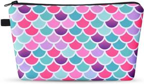 img 4 attached to Water-resistant Mermaid Makeup Bag - Travel Cosmetic Bag for Girls, Women - Vanity Toiletry Bag Pouch - Beauty Organizer Gadget Pencil Case - Great Gift for Her
