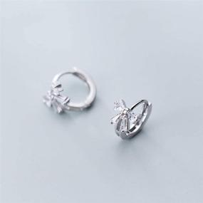 img 3 attached to 🦋 Dainty Butterfly Cartilage Hoop Earrings: Sterling Silver CZ Crystal Knot Huggie Hoops for Women and Teen Girls (8mm)