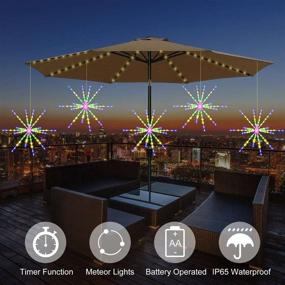 img 2 attached to RJEDL 2 Pack Multicolor Hanging Starburst Light, 8 Modes Meteor Firework Lights with Remote - Ideal for Garden Party Christmas Home Decor