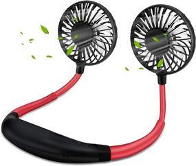 img 4 attached to 🌀 Hands-Free Neckband Fan: Portable USB Desktop Fan with 3 Speeds for Travel, Sports, Home & Office