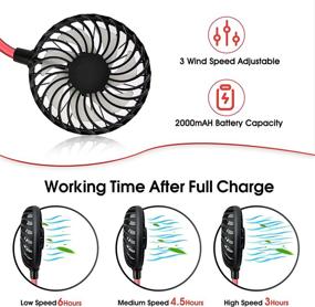 img 3 attached to 🌀 Hands-Free Neckband Fan: Portable USB Desktop Fan with 3 Speeds for Travel, Sports, Home & Office