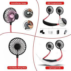 img 2 attached to 🌀 Hands-Free Neckband Fan: Portable USB Desktop Fan with 3 Speeds for Travel, Sports, Home & Office