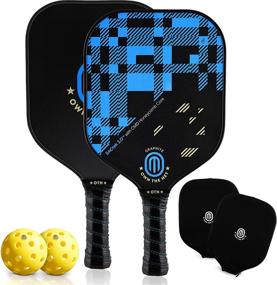 img 4 attached to 🥒 USA-Based Brand, Premium Pickleball Paddle Set with Patented Carbon Fiber Graphite - Includes 2 Paddle Covers, 2 Outdoor Balls, and Carry Bag - OWN THE NET Pickleball Paddles