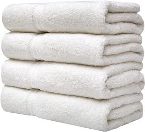 img 3 attached to 🛀 Premium 100% Cotton Heavy Weight Bath Towels Set - Set of 4 Soft & Absorbent White Towels - Durable & Luxurious - 27” x 54” - 680 GSM