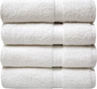 🛀 premium 100% cotton heavy weight bath towels set - set of 4 soft & absorbent white towels - durable & luxurious - 27” x 54” - 680 gsm logo