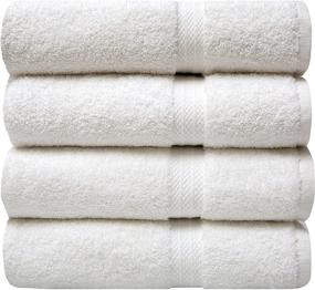 img 4 attached to 🛀 Premium 100% Cotton Heavy Weight Bath Towels Set - Set of 4 Soft & Absorbent White Towels - Durable & Luxurious - 27” x 54” - 680 GSM