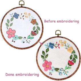 img 2 attached to 🌸 Complete Embroidery Starter Kit with Floral Pattern, Kissbuty Cross Stitch Kit Including Embroidery Fabric, Wood-Style Hoop, Color Threads and Tools (Flower Hoop)