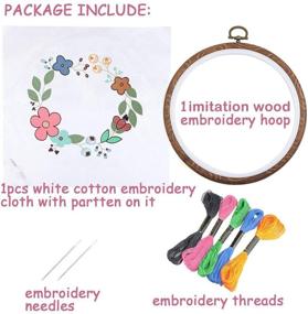 img 1 attached to 🌸 Complete Embroidery Starter Kit with Floral Pattern, Kissbuty Cross Stitch Kit Including Embroidery Fabric, Wood-Style Hoop, Color Threads and Tools (Flower Hoop)