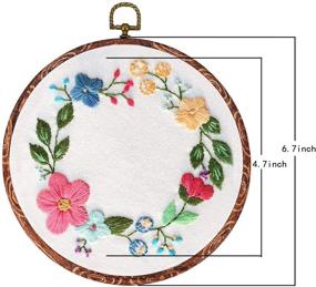 img 3 attached to 🌸 Complete Embroidery Starter Kit with Floral Pattern, Kissbuty Cross Stitch Kit Including Embroidery Fabric, Wood-Style Hoop, Color Threads and Tools (Flower Hoop)