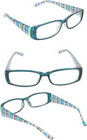 img 2 attached to 👓 Inner Vision Women's 3-Pack Printed Stripe Reading Glasses Set, Spring Hinges, 3.0X Magnification, Purple, Blue, and Brown