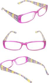 img 1 attached to 👓 Inner Vision Women's 3-Pack Printed Stripe Reading Glasses Set, Spring Hinges, 3.0X Magnification, Purple, Blue, and Brown