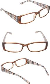 img 3 attached to 👓 Inner Vision Women's 3-Pack Printed Stripe Reading Glasses Set, Spring Hinges, 3.0X Magnification, Purple, Blue, and Brown