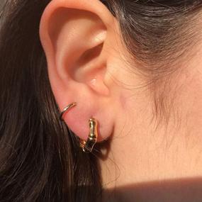 img 1 attached to 🌟 Stylish LUVNEE Small Hoop Earrings: Bamboo Twist Helix Star Huggie Cuff Hoops