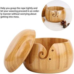 img 3 attached to 🧶 Yosoo Bamboo Yarn Bowl: Knitting and Crochet Essential With Removable Lid - Carbonized Brown Knitting Bowl Yarn Holder