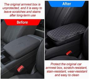 img 1 attached to 🚗 Waterproof PU Leather Car Armrest Seat Box Cover Protector – BLAU GRUN Auto Center Console Pad (11.4"x7.9") for Universal Fit in Most Vehicles, SUVs, Trucks, and Cars