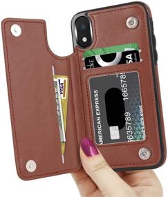 img 3 attached to 📱 LETO iPhone XR Case - Stylish Leather Wallet Flip Folio Cover with Kickstand, Card Slots for Girls & Women - Protective Brown Phone Case for iPhone XR