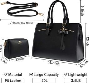 img 2 attached to 👜 Women's Large PU Leather Laptop Tote Bag with USB Charging Port - Waterproof Work Briefcase, Casual Computer Shoulder Bag – Fits 15.6 Inch Laptop, Business Handbag Satchel Purse – Black (2pcs Set)