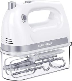 img 4 attached to 🍰 Lord Eagle 400W Hand Mixer Electric with Turbo Boost and 5 Speeds for Baking Cake, Egg, Cream, and more - Includes 5 Stainless Steel Accessories and Eject Button