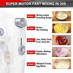 img 3 attached to 🍰 Lord Eagle 400W Hand Mixer Electric with Turbo Boost and 5 Speeds for Baking Cake, Egg, Cream, and more - Includes 5 Stainless Steel Accessories and Eject Button