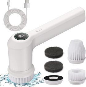 img 4 attached to 🧼 Keenstone Rechargeable Electric Spin Scrubber Kit - Cordless Handheld Portable Scrubber with LED Monitor and 4 Replaceable Cleaning Brush Heads for Kitchen, Tub, Tile, Floor, Sink, Wall, Window Cleaning