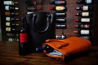 🍷 sachi black leather insulated wine tote bag for 2 bottles логотип