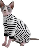 🐱 breathable summer rayon pajamas for sphynx hairless cats - four leg elastic pet clothes, round collar vest t-shirts for kittens, cats & small dogs - apparel logo