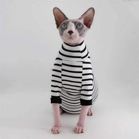 img 1 attached to 🐱 Breathable Summer Rayon Pajamas for Sphynx Hairless Cats - Four Leg Elastic Pet Clothes, Round Collar Vest T-Shirts for Kittens, Cats & Small Dogs - Apparel