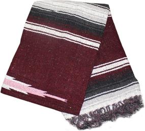 img 2 attached to Woven Mexican Diamond Blanket Burgundy