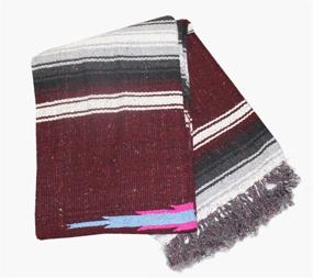 img 1 attached to Woven Mexican Diamond Blanket Burgundy
